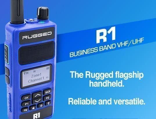 Rugged Radios Rugged Radios Two Way 5W Handheld Radio Walkie Talkie for Business Schools Churches Construction - Features Digital and Analog Capabilities Long Range Antenna Dual Band VHF UHF and USB Charger (R1)