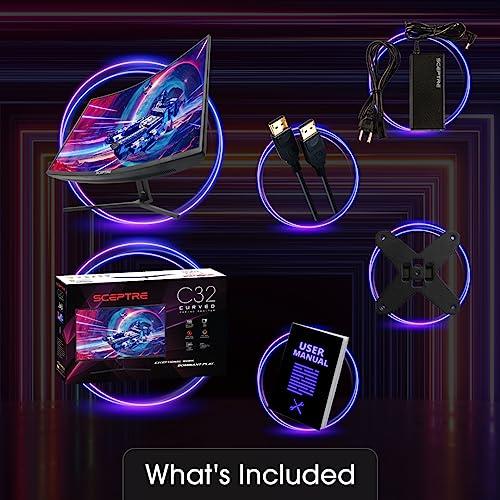 Sceptre Sceptre 32-inch Curved Gaming Monitor Overdrive up to 240Hz DisplayPort 165Hz 144Hz HDMI AMD FreeSync Build-in Speakers, Machine Black (C325B-185RD)