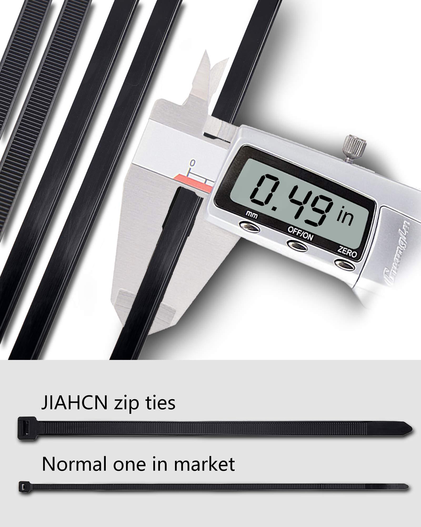 JIAHCN Long Zip Ties Heavy Duty 250lbs Cable Ties Extra Large Zip Ties 24 Inch Industrial Cable Tie Thick Strong Big Zip Tie Wraps Black Wire Ties Wide Plastic Zipties for Cable Management, Outdoor 30pcs