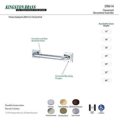 Kingston Brass Kingston Brass DR614168 Designer Trimscape Claremont Decor 16-Inch Grab Bar with 1.25-Inch Outer Diameter, Brushed Nickel