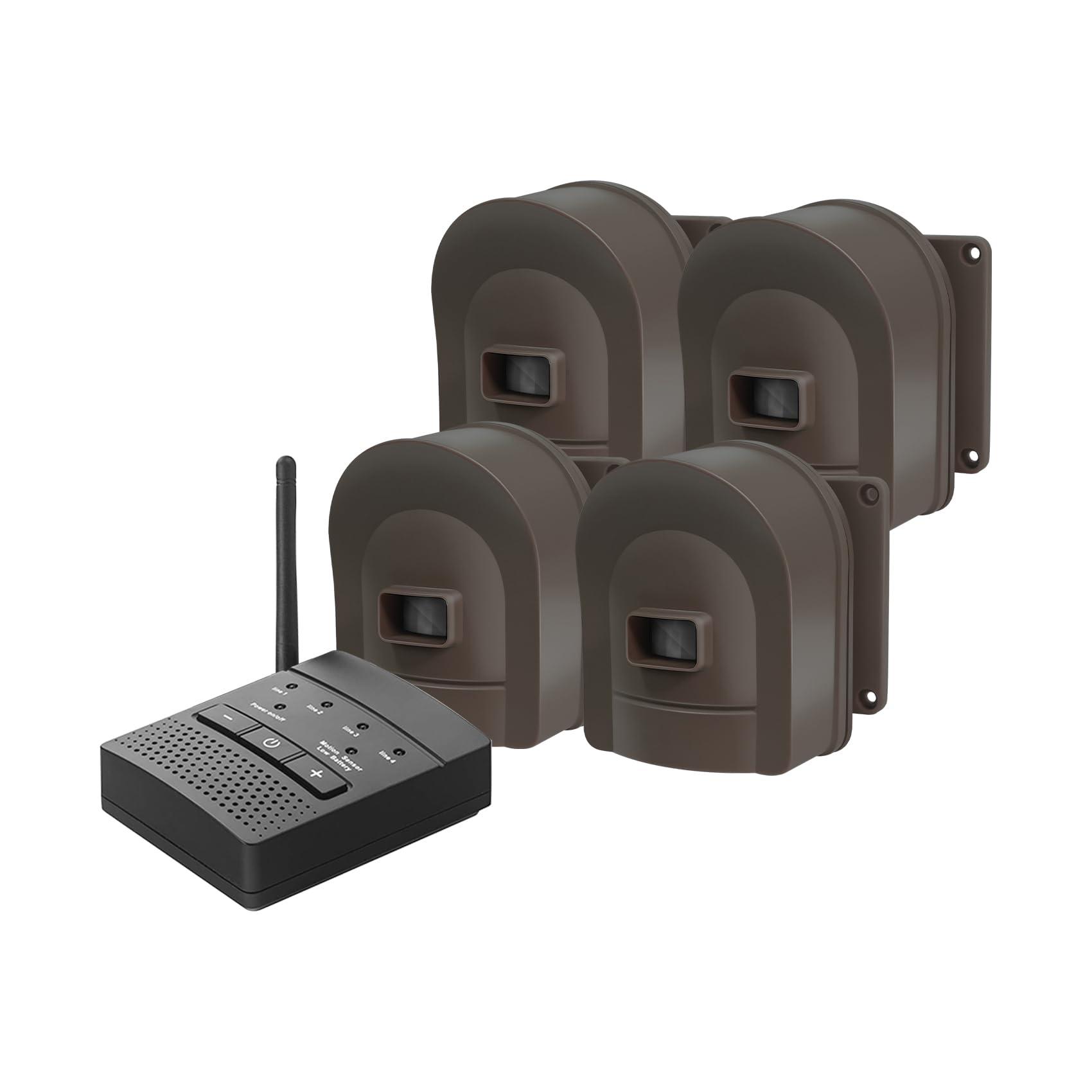 H HOSMART 1/2 Mile Hosmart Driveway Alarm Wireless Sensor System & Driveway Sensor Alert System Weatherproof Security Outdoor Motion Sensor & Detector(1 Receiver & 4 Sensors)