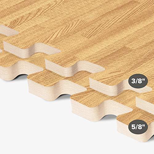 We Sell Mats Forest Floor 5/8 Inch Thick Printed Foam Tiles, Premium Wood Grain Interlocking Foam Floor Mats, Anti-Fatigue Flooring, White Oak, 24 Sq Ft