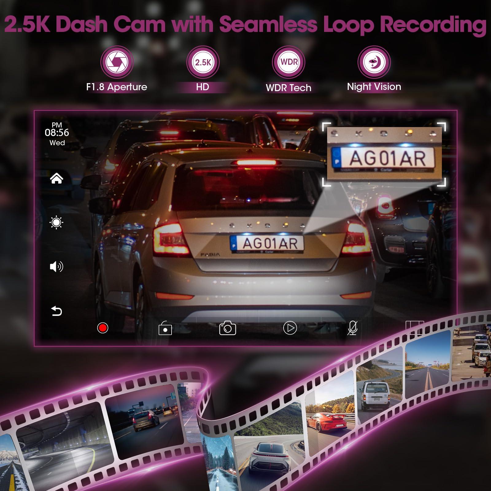 aboutBit Wireless CarPlay Screen Dash Mount - Portable Android Auto Car Stereo with 2.5K Dash Cam - 10.26 Inch HD IPS Display Loop Recording Car DVR Bluetooth Mirrorlink GPS Navigation Video Receivers