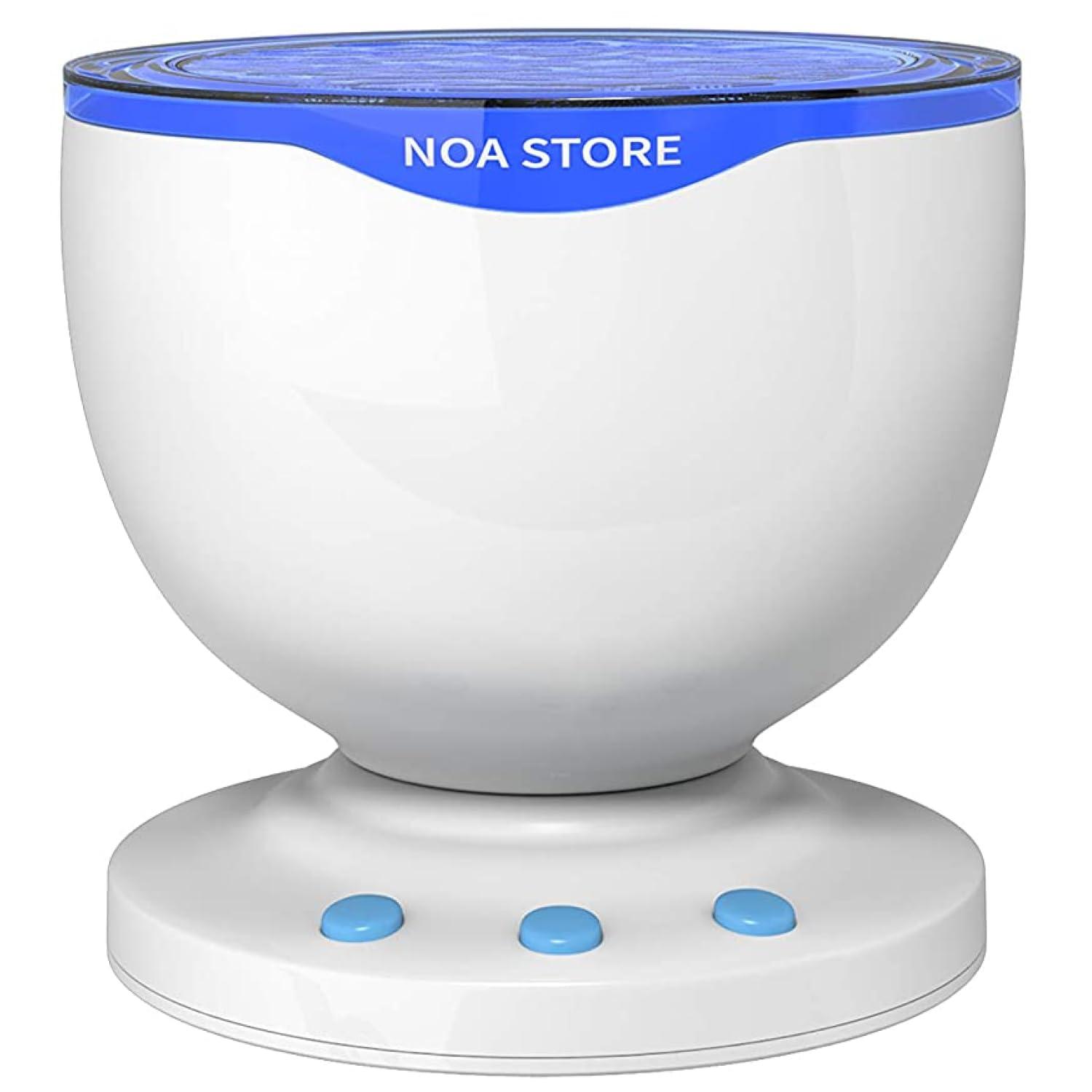 Noa Store Noa Store Sensory LED Room Lights - Light Projector for Bedroom - Ocean Waves Projection Lamp with Calming Music - Night Light for Kids - Blue Ceiling Projector Lamps for Adults and Children