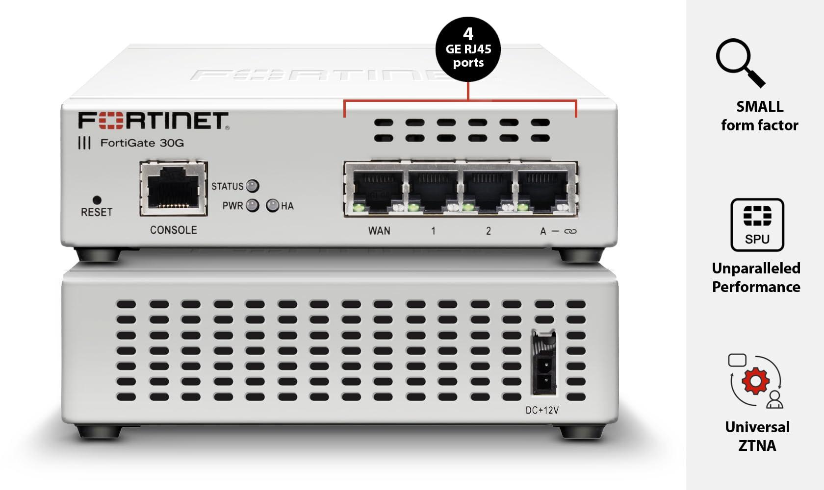 FORTINET FortiGate-30G Network Security Appliance Plus 1 Year FortiGuard Enterprise Protection and FortiCare Premium (FG-30G-BDL-809-12)