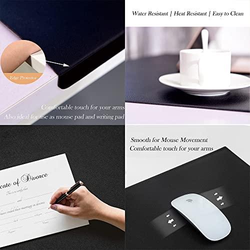 ZOCIS Waterproof Leather Desk Pad with Edge Protector, Premium Extended Desk Mouse Mat for Home Office Accessories, Large Office Desk Pad Protector Desk Writing Pad,60x30cm,Gray