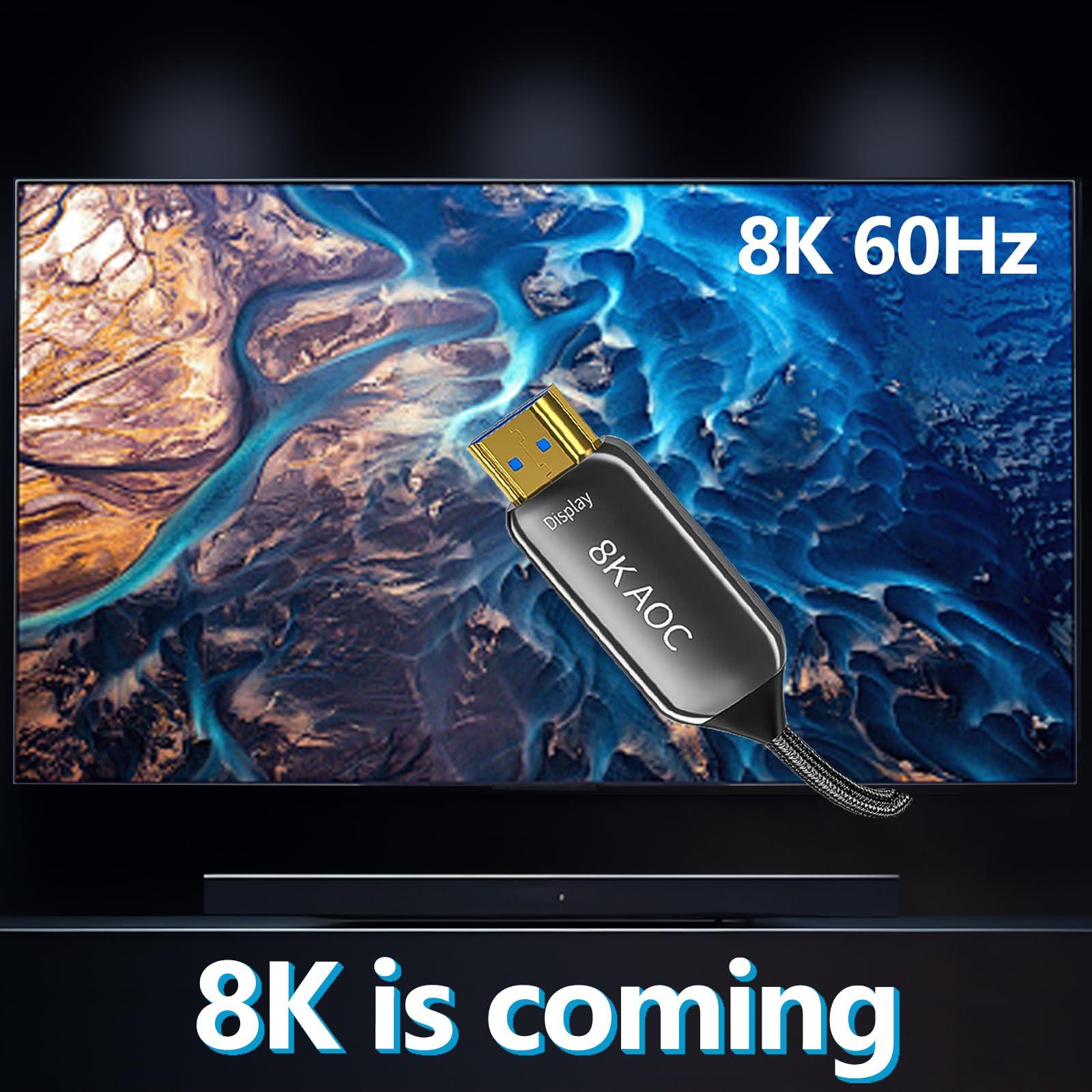Aieloar Aieloar Fiber Optic HDMI 2.1 Cable 65ft, 8K HDMI Cable 60Hz Support with Ultra High Speed 48Gbps,4K@120Hz,Dynamic HDR10,eARC,HDCP2.2