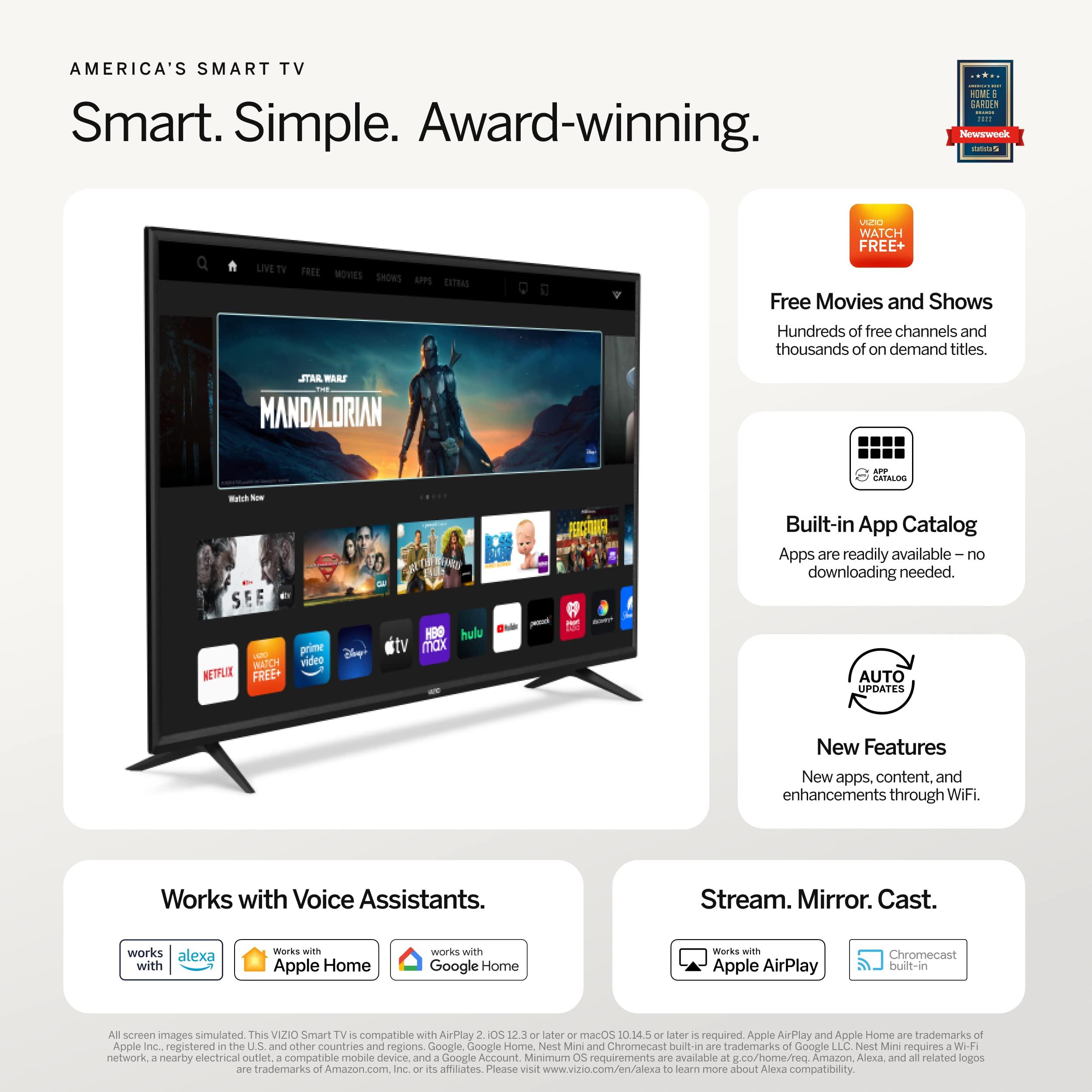 VIZIO VIZIO 24-inch D-Series Full HD 1080p Smart TV with Apple AirPlay and Chromecast Built-in, Alexa Compatibility, D24f4-J01, 2021 Model