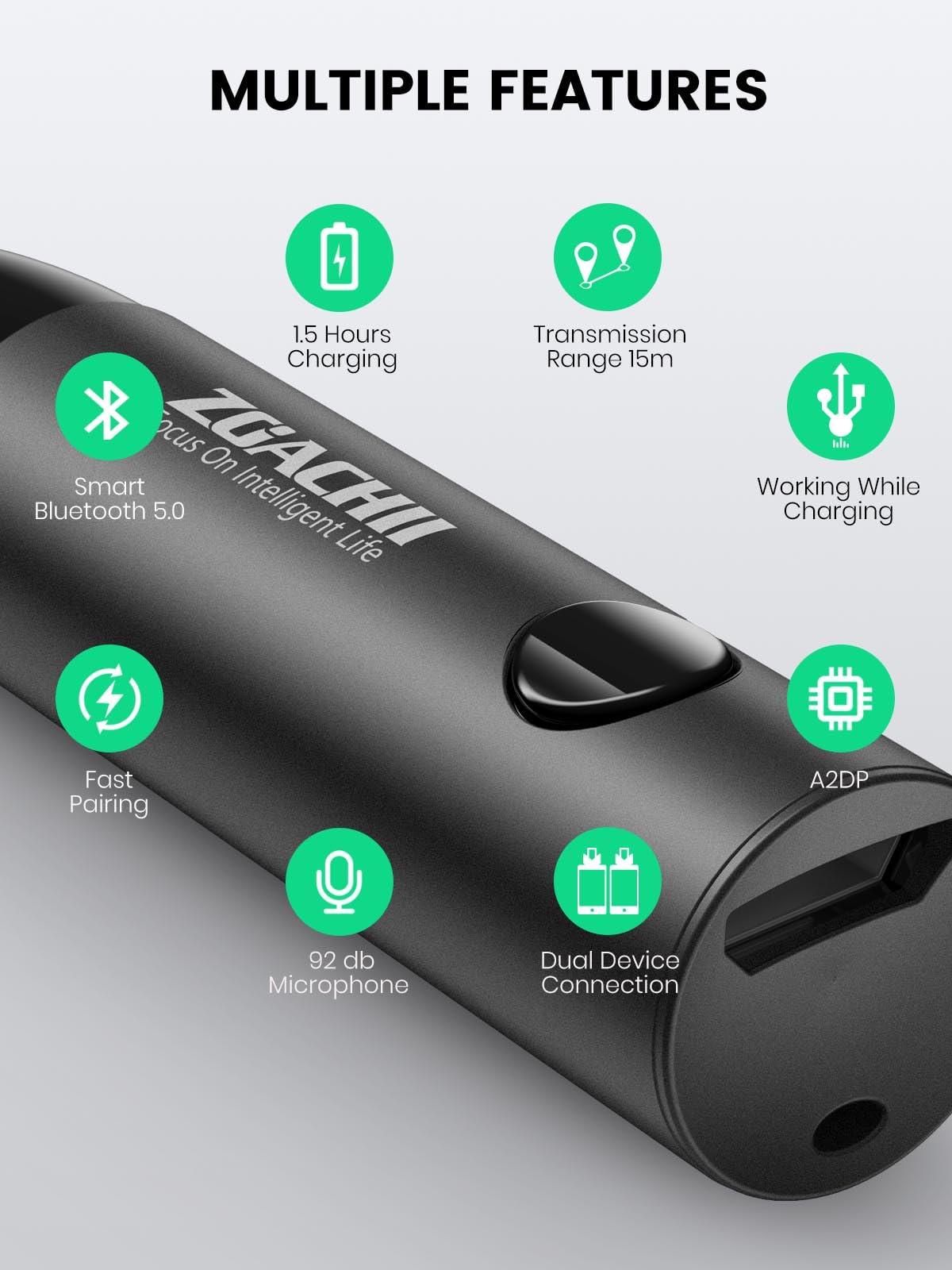 ZOACHII ZOACHII Bluetooth Aux Adapter for Car, Wireless Bluetooth 5.0 Audio Receiver with 3.5mm Jack for Vehicle Truck Home Stereo Speaker Headphone Music Streaming, Handsfree Calling, [1 Piece]