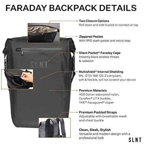 Silent Pocket Silent Pocket SLNT Faraday Waterproof Backpack Signal Jamming Faraday Bag Protects Against Identity Theft with Signal Blocking, Protect your Data and Devices during Work, Travel, Hiking
