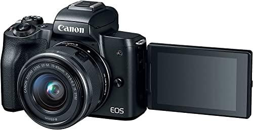 Canon Canon EOS M50 Mirrorless Camera Kit w/EF-M15-45mm and 4K Video (Black) (Renewed)