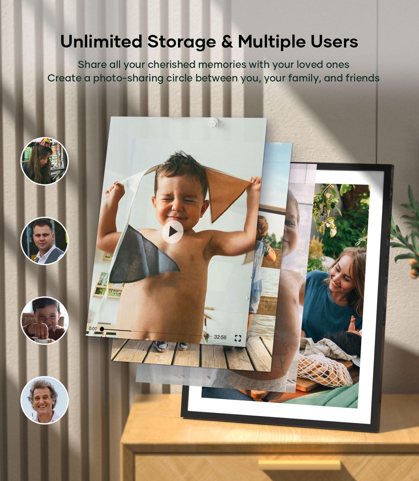 cozyla Cozyla Digital Picture Frame Large 17 Inch Digital Photo Frame Share Pictures via Email Google Photos Web Browser App Electronic Picture Frame Slideshow Free Unlimited Storage Video Picture Frame Mat