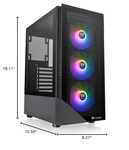 Thermaltake Thermaltake View 200 TG ARGB Motherboard Sync ATX Tempered Glass Mid Tower Computer Case with 3x120mm Front ARGB Fan, CA-1X3-00M1WN-00