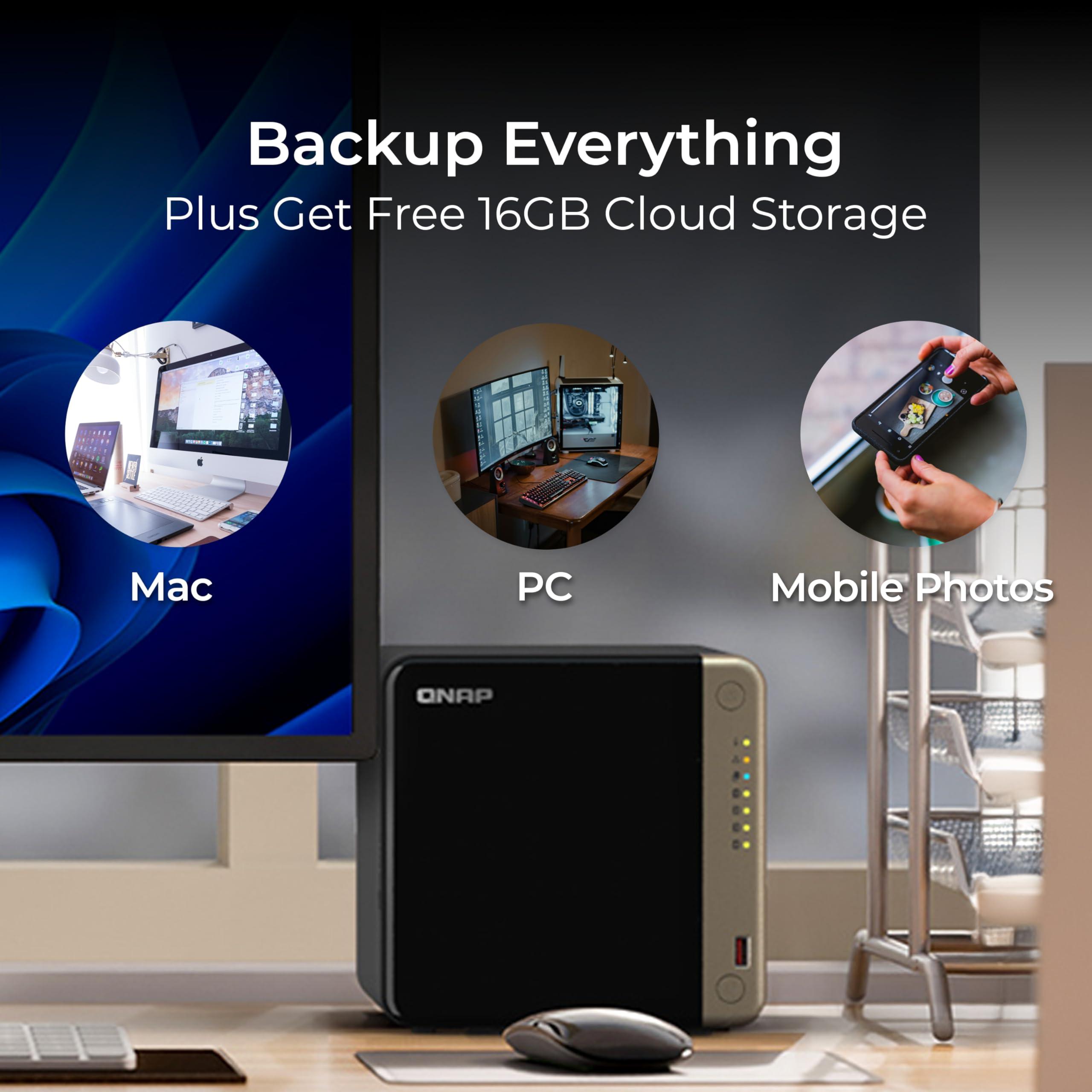 QNAP QNAP TS-464-8G-48WD-US 4 Bay High-Performance Desktop NAS with 24TB Storage Capacity, Preconfigured RAID 5 WD Red Plus HDD Bundle