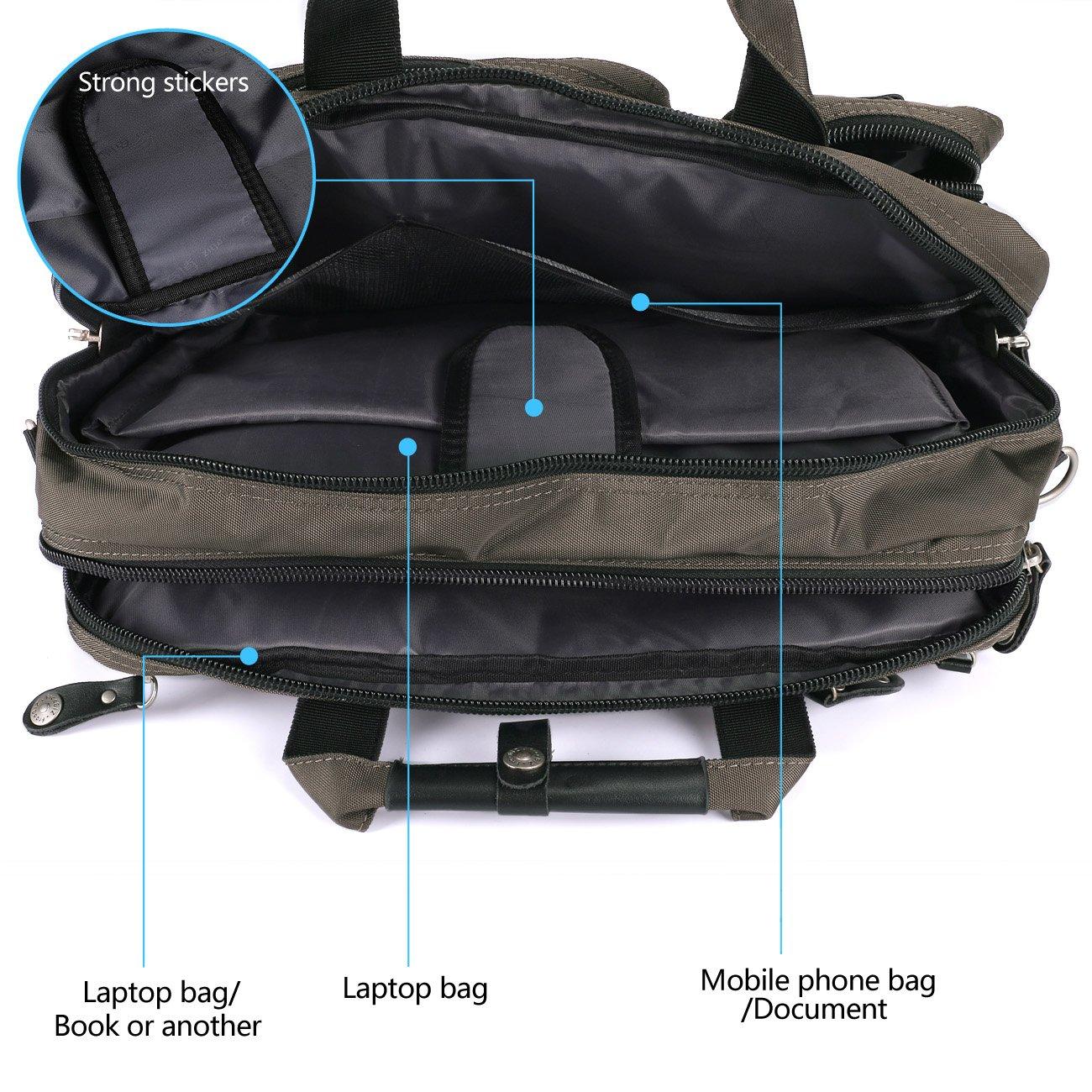 FREEBIZ FREEBIZ 18.4 Inches Laptop Bag Multi-function Briefcase Backpack with Handle and Shoulder Strap Fits Up To 19 Inch Laptops Notebook Computer (Army Green)