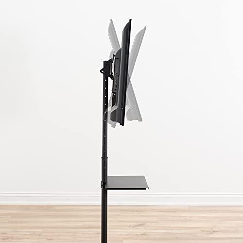 VIVO VIVO TV Floor Stand for 13 to 50 inch Flat Panel LED LCD Plasma Screens, Portable Display Height Adjustable Mount with Storage Shelf, 50 inch Tall, Black, STAND-TV07-S