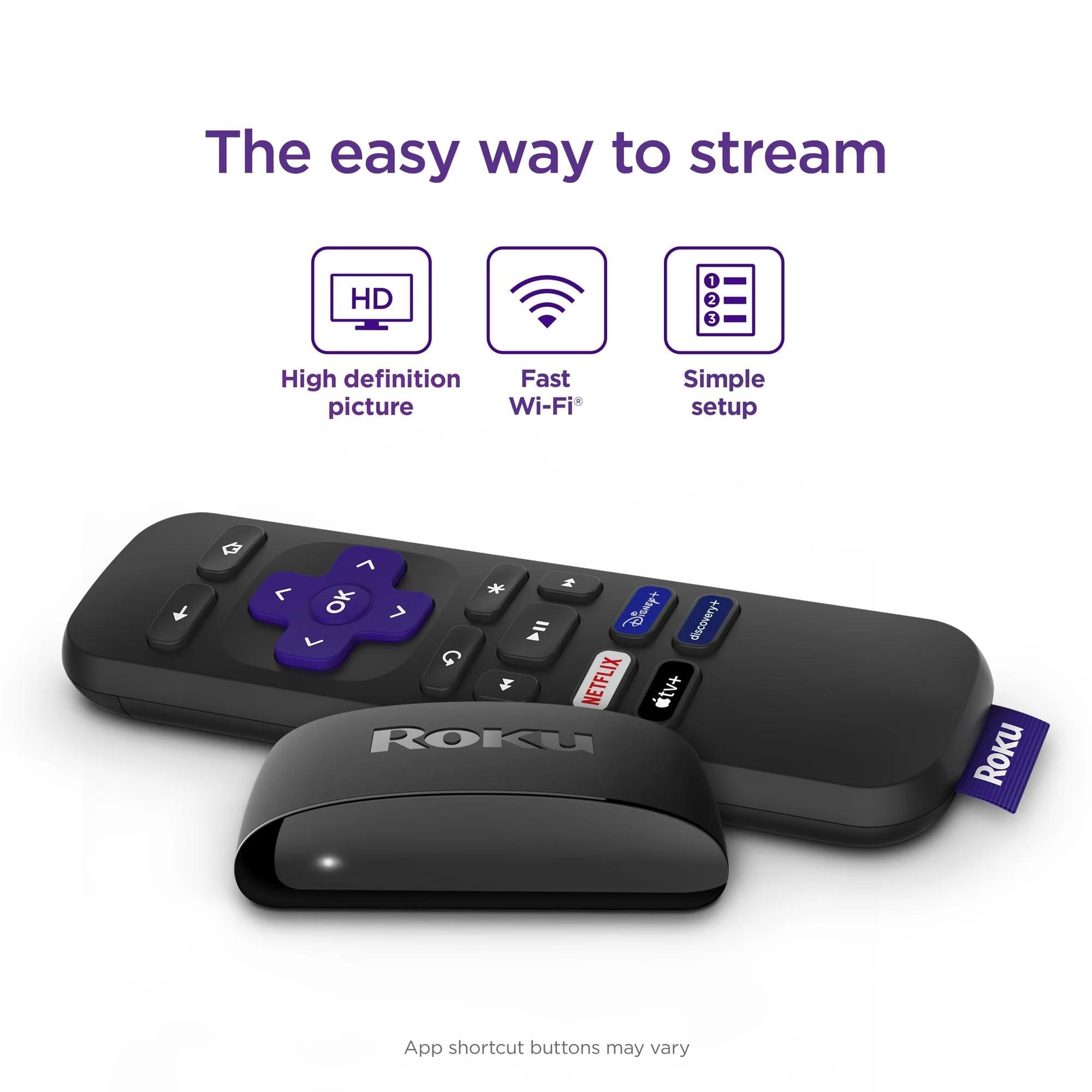 Roku Roku Express HD Streaming Device, with High-Speed HDMI Cable and Simple Remote (no TV Controls), Guided Setup, Fast Wi-Fi, with MTC HDMI Cable and USB Extension Cord, Black