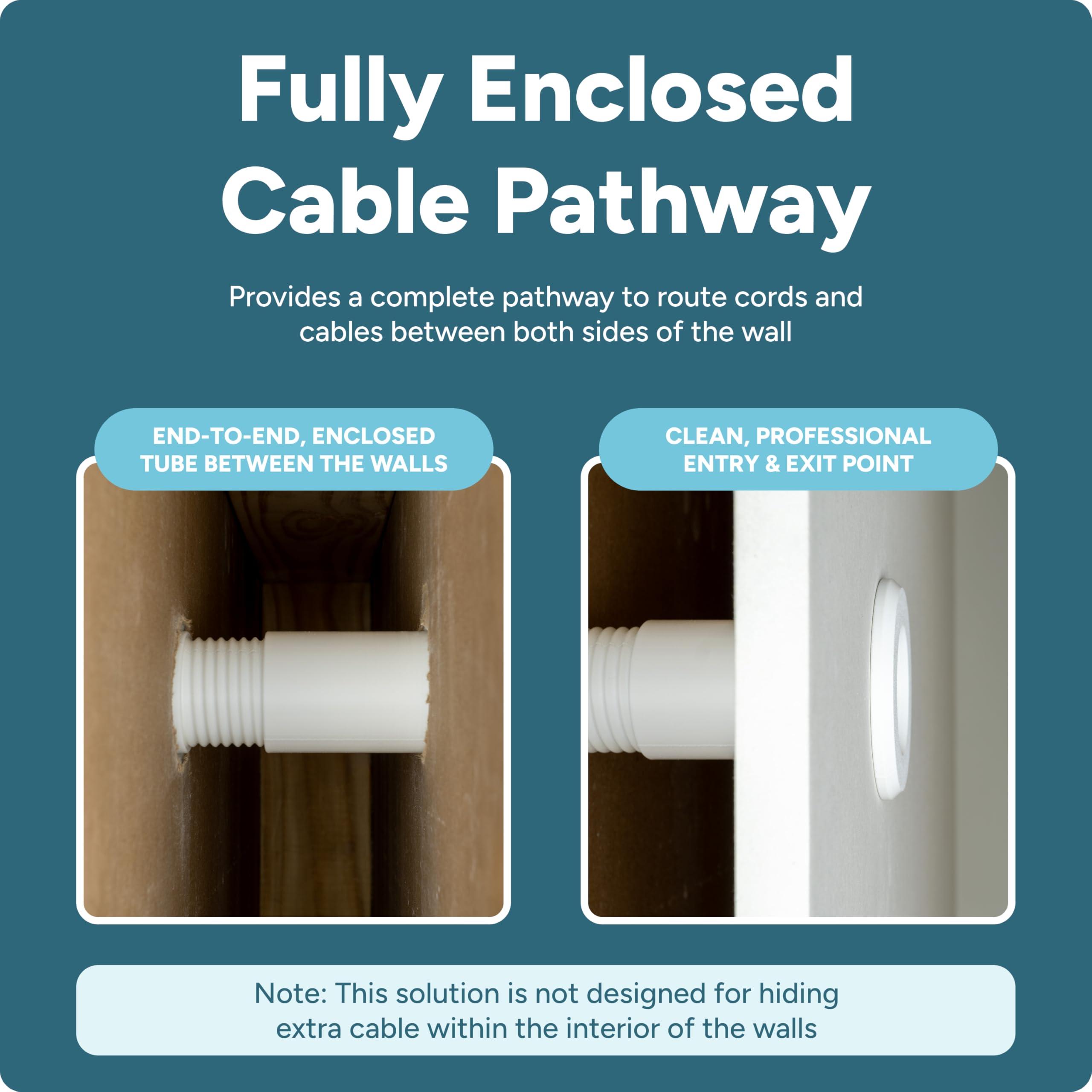 matterform Cable Pass Through Wall Port | Fits Cable Sizes up to 3-Prong Plug | Compatible with 3 5/8 - 5 1/4 Wall Thickness | Provides Solid Channel Through Wall (White)