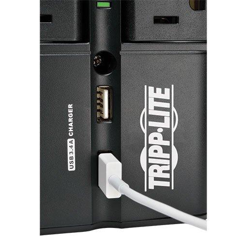 Tripp Lite Tripp Lite 4 Rotatable Outlet Surge Protector Power Strip, Wall Tap, 2 USB Charging Ports, Black, $25,000 Insurance (SK40RUSBB)