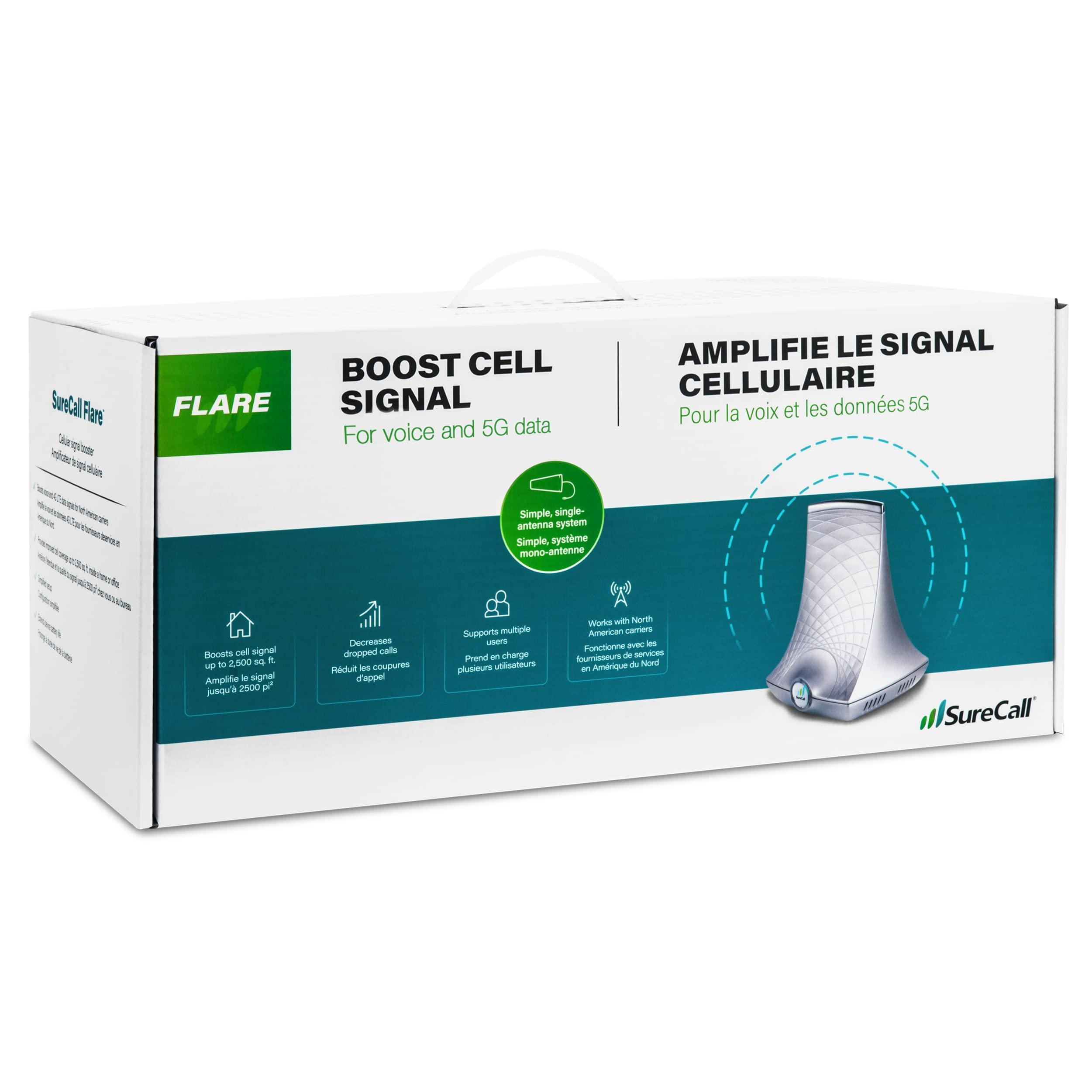 SureCall SureCall Flare 3.0 Cell Phone Signal Booster for Home & Office up to 3500 sq ft, Boosts 5G/4G LTE, Yagi Outdoor Antenna, Multi-User, Verizon AT&T Sprint T-Mobile, FCC Approved, USA Company