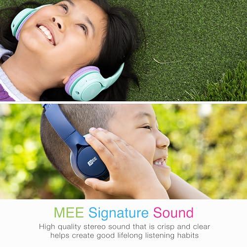 MEE audio MEE audio KidJamz KJ45BT Children's Safe Listening Bluetooth Wireless Headphones with Volume Limiter & Microphone, Adjustable On-Ear Kids Headset for Online Learning/School/Travel/Tablet (Blue/Teal)