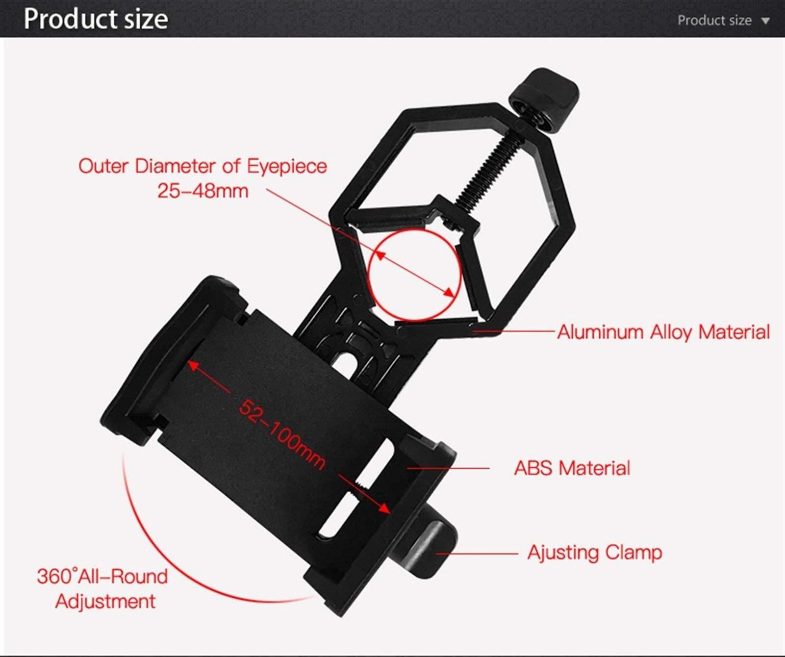 Generic Monocular Telescope, Universal Cell Phone Adapter Clip Mount Binocular Monocular Spotting Scope Telescope Phone Support Eyepiece D: 25-48mm