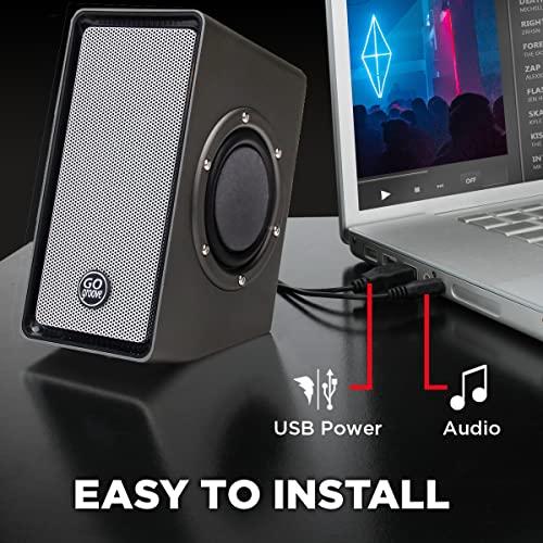 GOgroove GOgroove Laptop Computer Speakers - SonaVERSE O2 USB Powered Desktop Speakers with Dual Passive Bass Woofers, Built-in Volume Dial, Sleek Compact Design for Small Desks and Mobile PCs (Black)