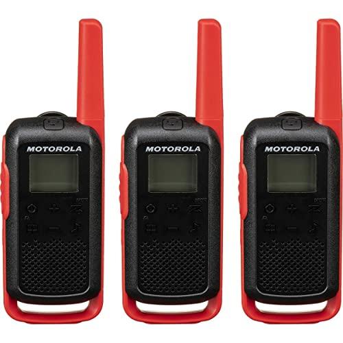 Motorola Motorola Solutions, Portable FRS, T210TP, Talkabout, Two-Way Radios, Rechargeable, 22 Channel, 20 Mile, Black W/Red, 3 Pack