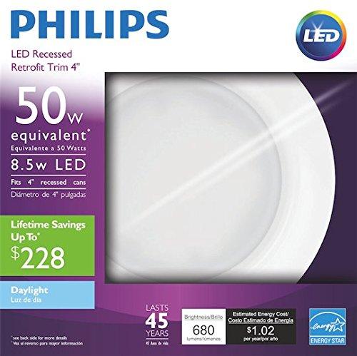 PHILIPS Philips 50 Watt Equivalent 4 in. 5000K LED Dimmable Downlight, Daylight