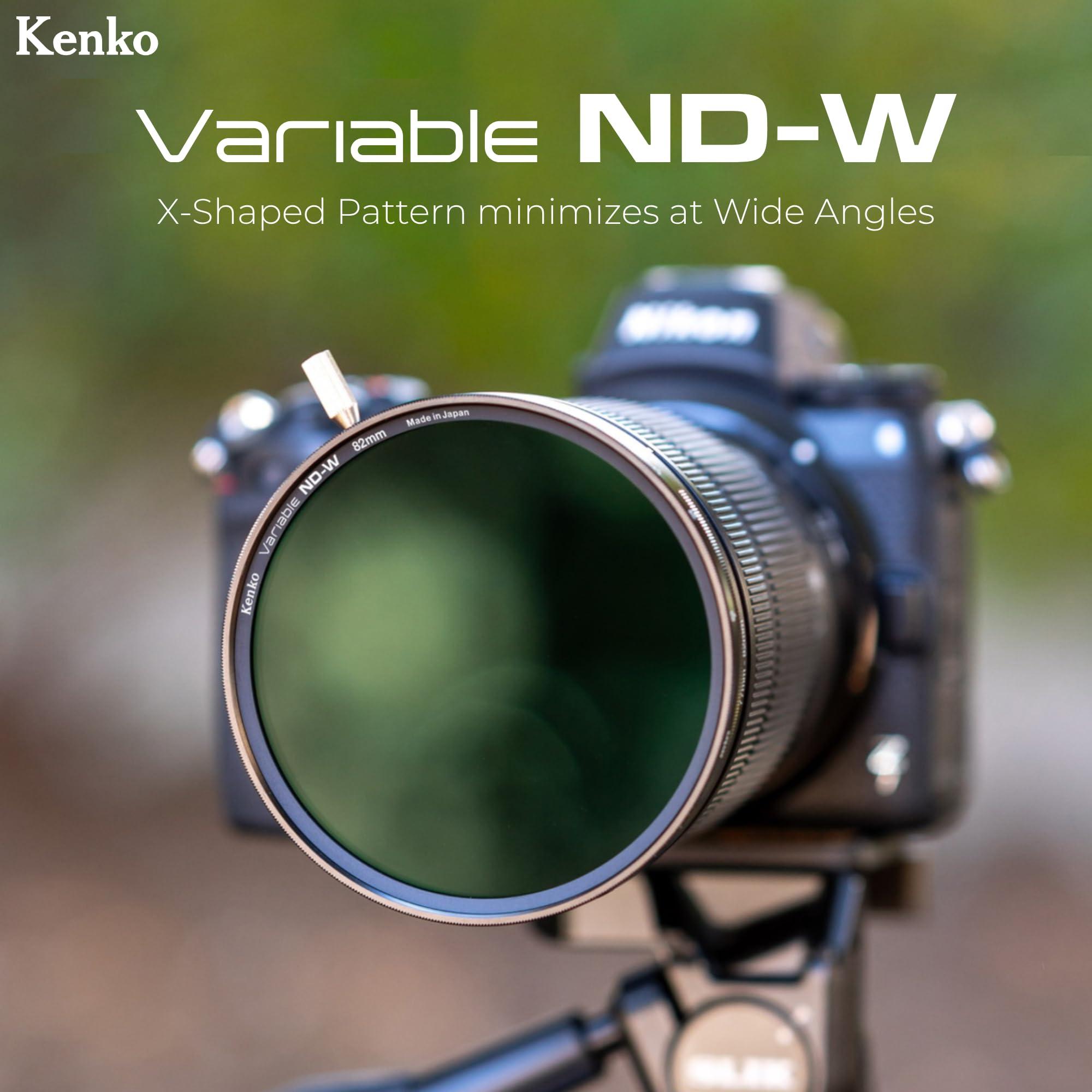 Kenko Kenko ND Filter Variable ND-W 82mm, ND2.5-ND128, for Wide Angle Lenses, No X-Shaped Pattern, High Color reproducibility, with Adjustment knob, Made in Japan, 377161