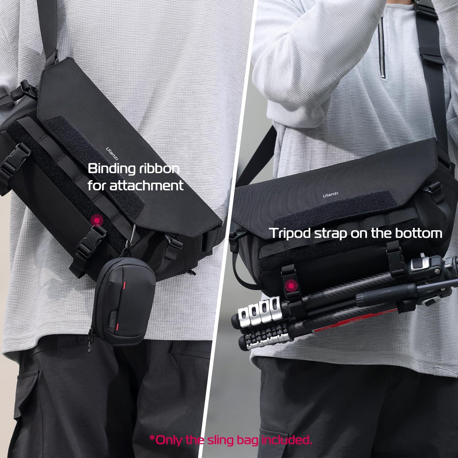 ULANZI ULANZI Sling Camera Case with Tripod Holder, Small Compact Camera Tactical Shoulder Bags for DSLR/SLR/Mirrorless Cameras, Water-Resistant Crossbody Bag Women Men, Black BC08