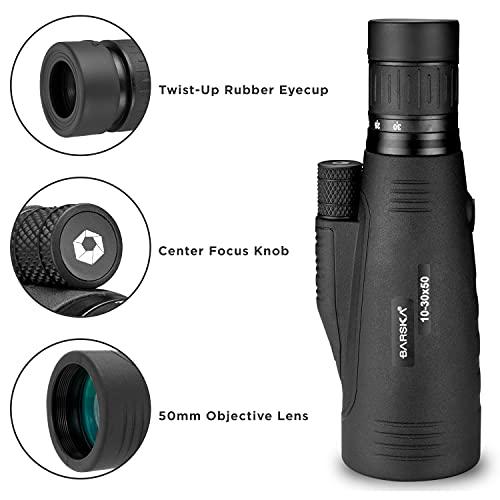 BARSKA BARSKA 10-30x50mm Blackhawk Precision Zoom Monocular for Bird Watching, Travel, Hunting, Boating, and Camping.