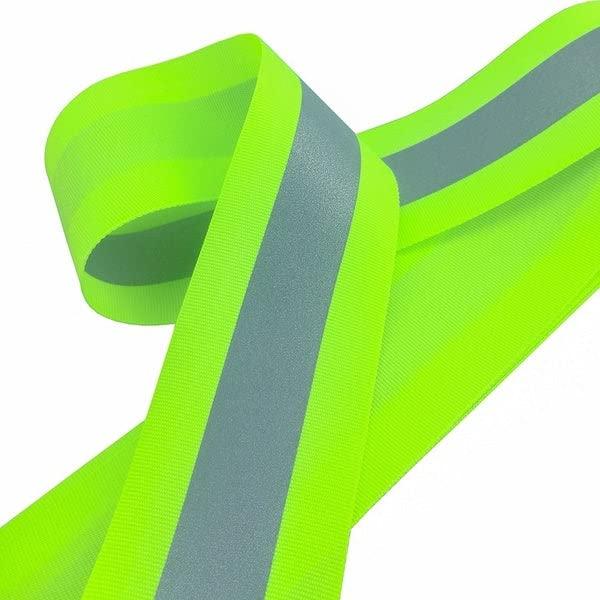 Just In Trend Flame Resistant FR Sew On High Visibility Hi Vis Retro Reflective Tape (2\" x 10 yds, Lime/Silver)
