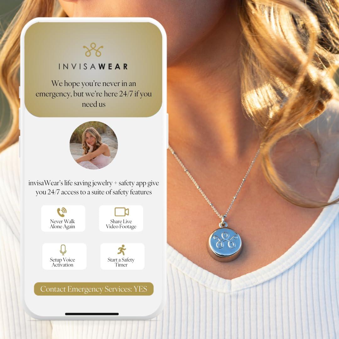 invisawear invisawear Smart Jewelry - Personal Safety Device - Gold Necklace