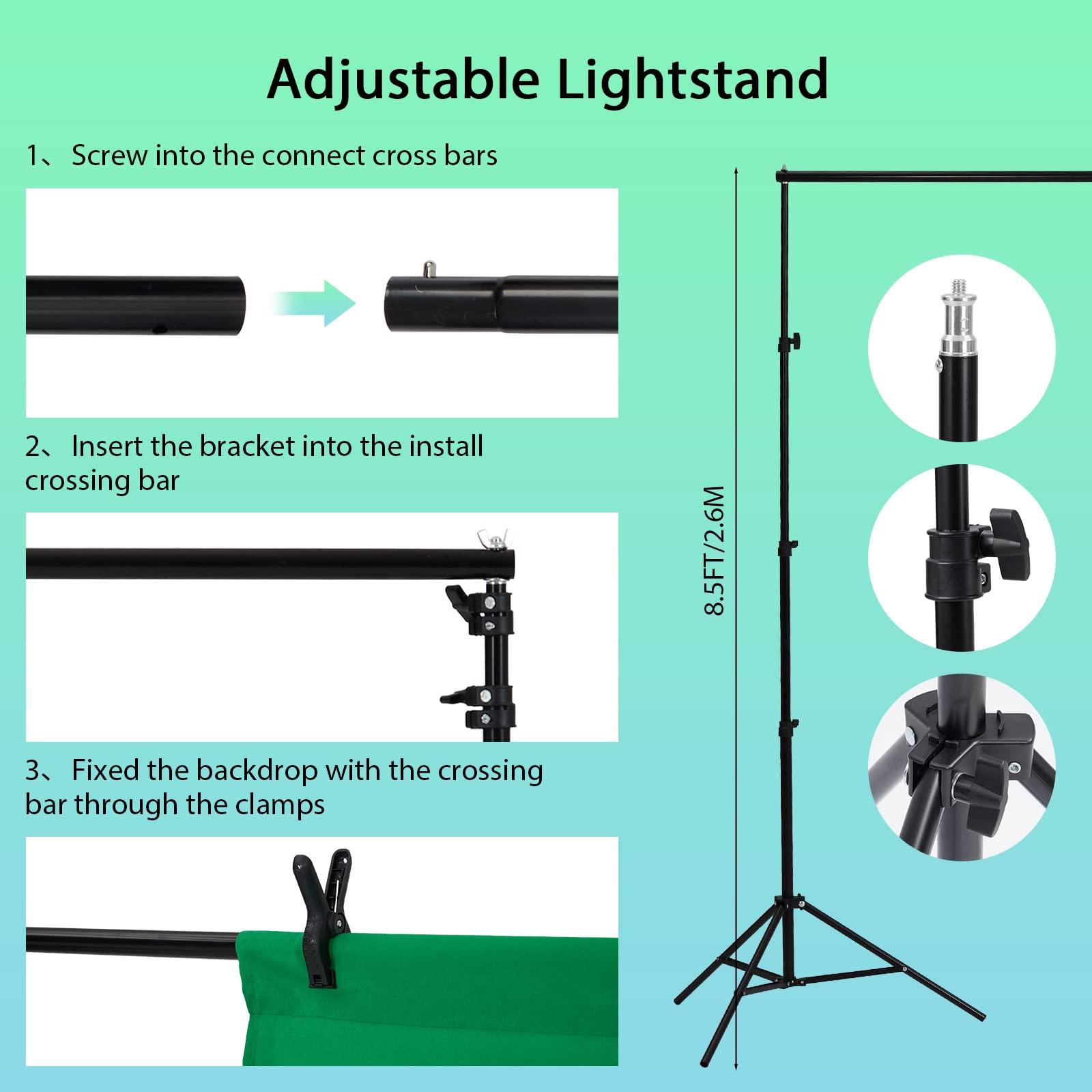 Kiarixo Photograph Lighting Kit with Backdrops, 8.5ftx10ft Softbox Photography Lighting Kit, 5500K Bulb 45W Led Softbox Set, Video Studio Continuous Lighting Kit for Photo, Portrait and Video Shootings