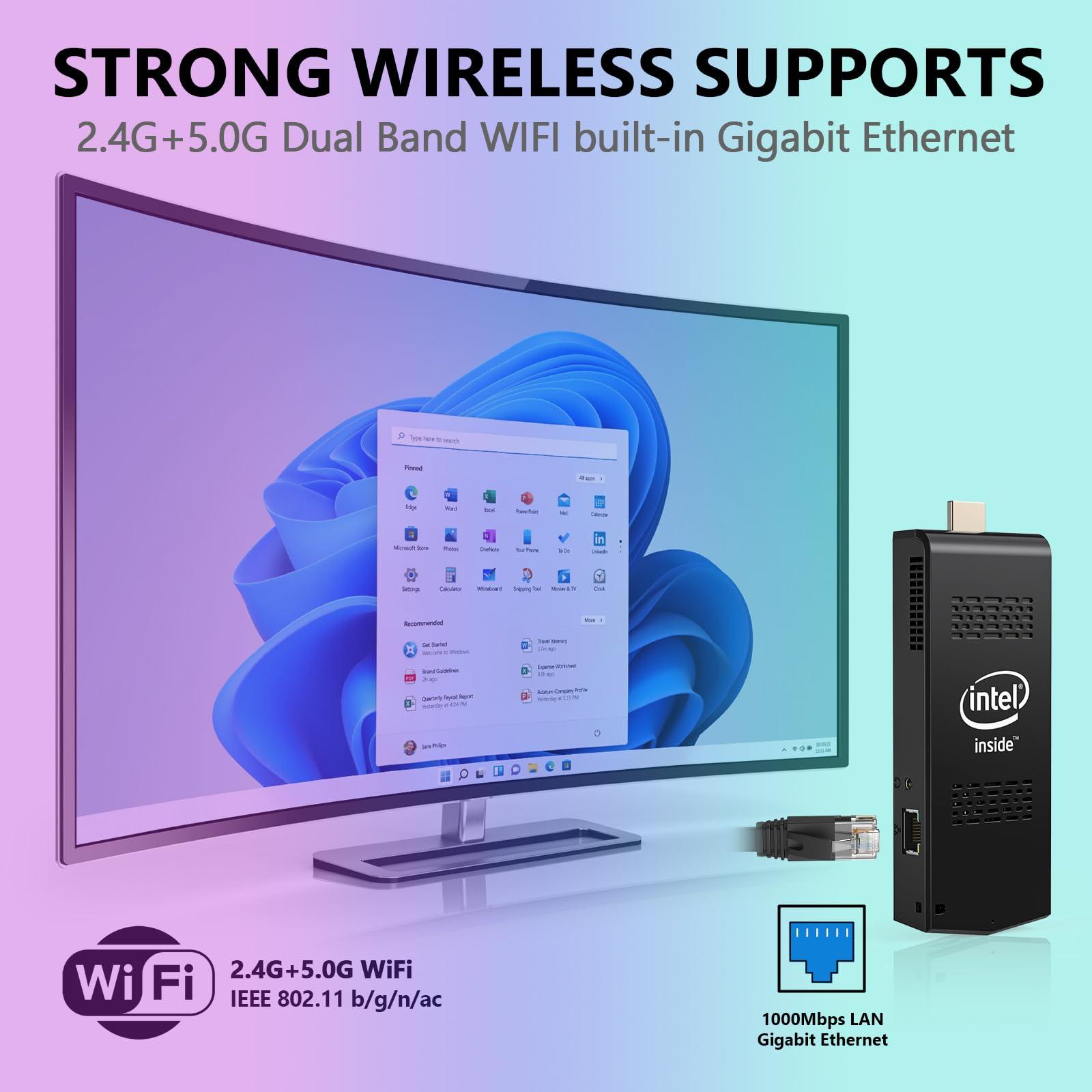 ALADAWN Mini PC Stick Windows 11 Pro,Intel Compute Stick with Celeron J4125,8GB RAM 256GB M.2 SSD (up to 1TB),PC Stick Support Auto Start/Gigabit Ethernet/WiFi/BT,Home/Business Pocket Computer