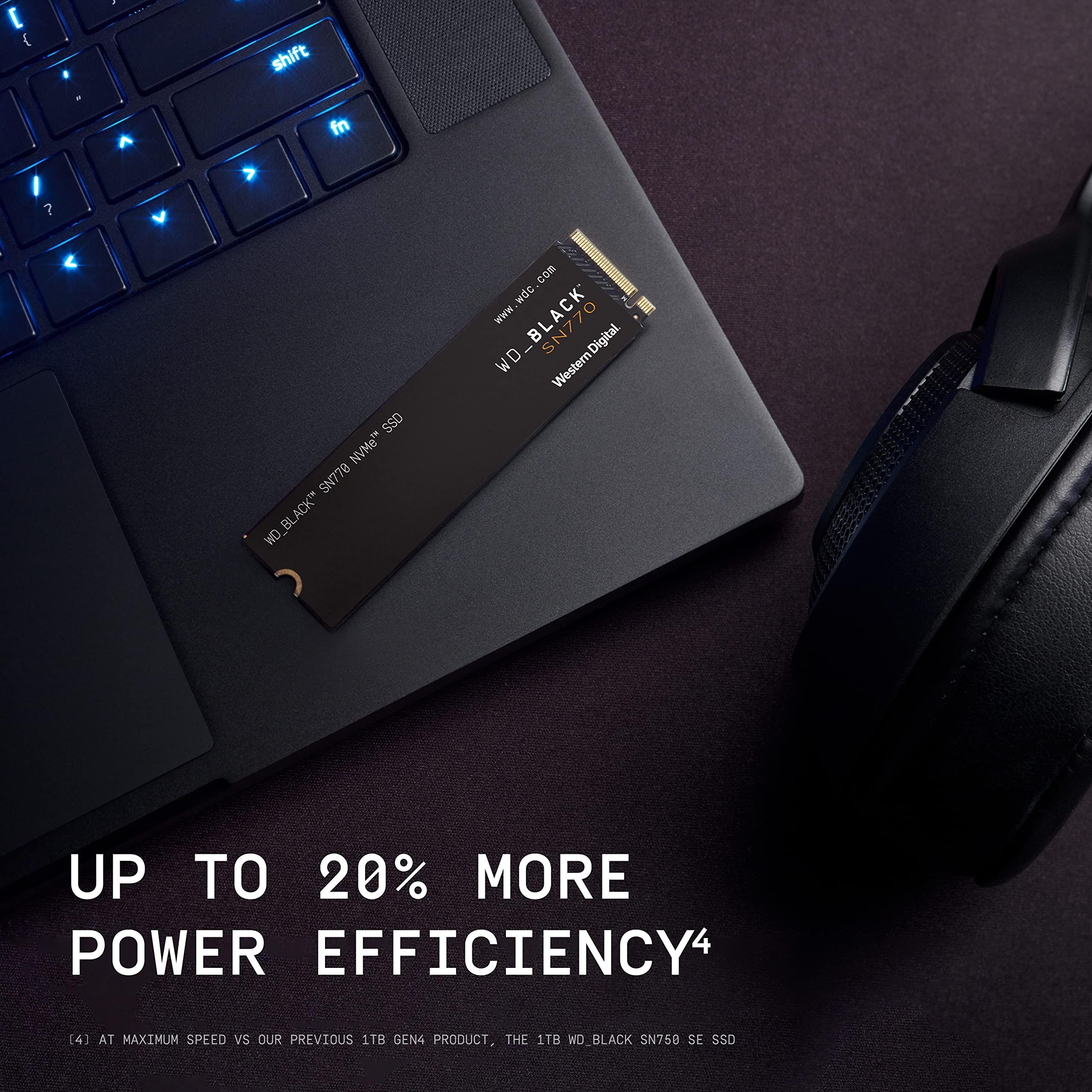 WD_BLACK Western Digital WD_BLACK 1TB SN770 NVMe Internal Gaming SSD Solid State Drive - Gen4 PCIe, M.2 2280, Up to 5,150 MB/s - WDS100T3X0E