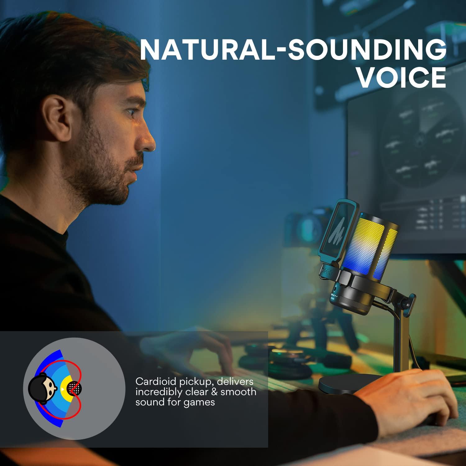 MAONO MAONO 2PCS USB Gaming Microphone, PC Computer Condenser mic with Noise Cancellation, RGB Lights, Mute, Gain Control for Streaming, Recording, Podcast, Chat, Twitch, YouTube, Discord