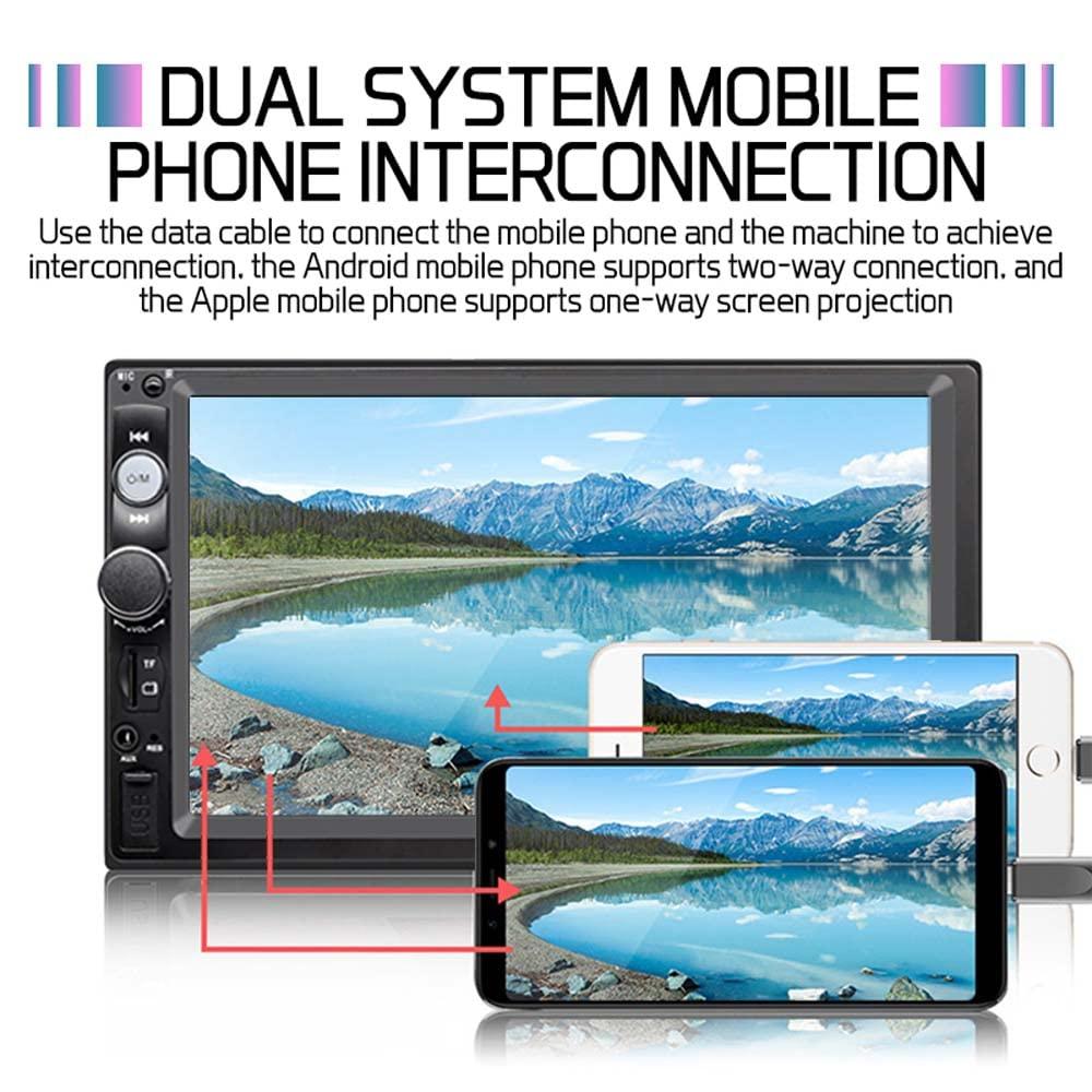 wepeculior 12V Double Din 7010B 7'' inch Car Stereo Radio Head Unit Mirror Link Compatiable with iPhone Android MP5 Player Bluetooth 4.0 USB AUX TF Card FM ISO Connector