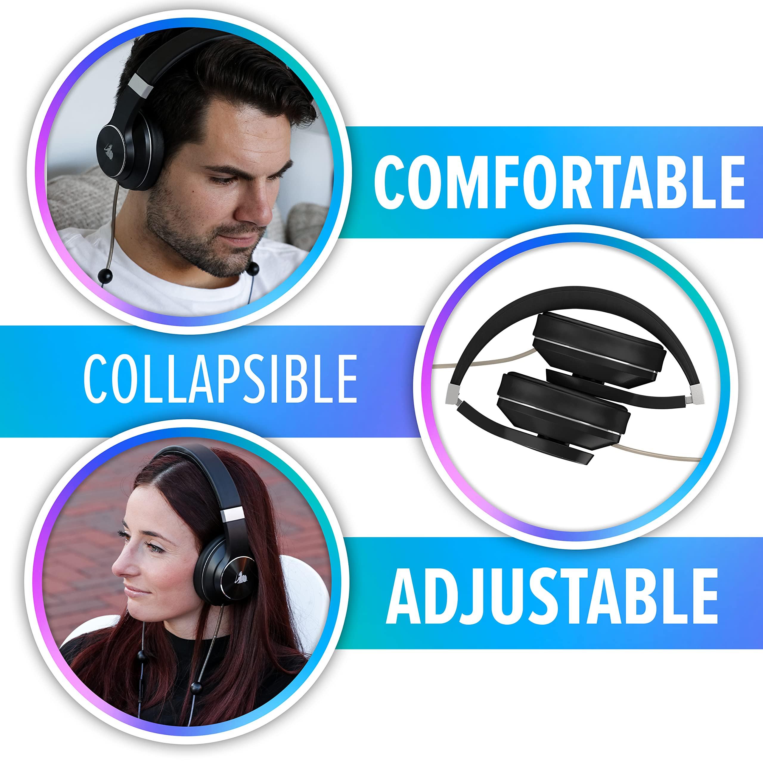 DefenderShield DefenderShield EMF-Free Over-Ear Adult Headphones - Universal Air Tube Wired Crystal Clear Stereo Headset with Microphone & Volume Control
