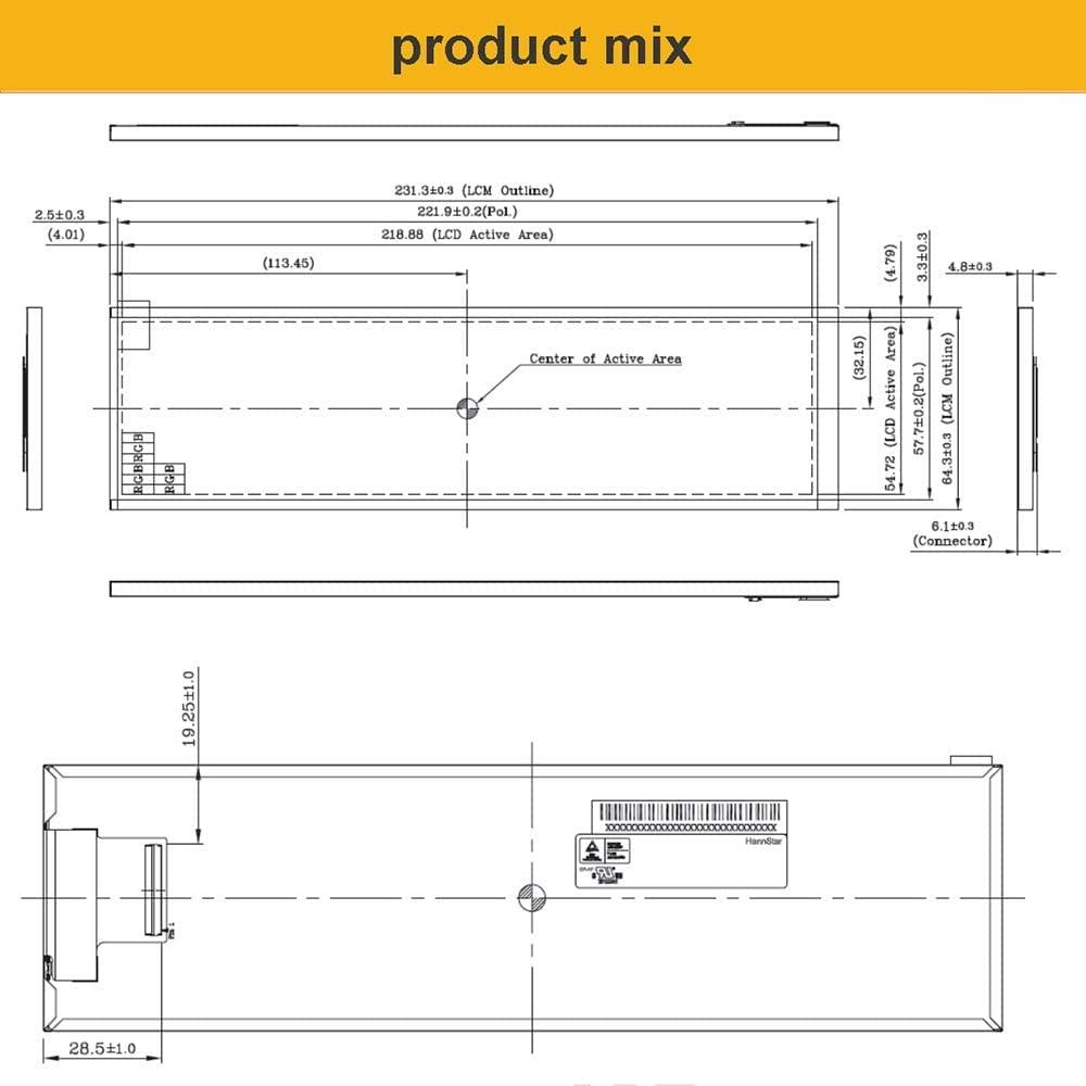 EDIY EDIY 8.8 inch IPS Screen AIDA64 CPU Temperature Monitor 1920x480 LED Display for Cars Monitor GPU Computer Case Sub Screen Raspberry Pi MIPI DIY Kits