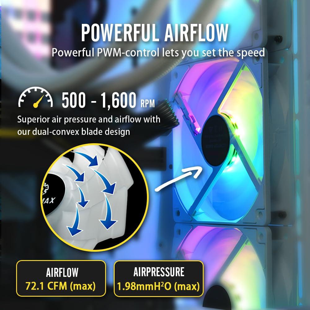 Enermax Enermax Liqmax III 240 White A-RGB AIO CPU Liquid Cooler - 240mm Radiator, 120mm ARGB PWM Fan, for Intel LGA1700/AMD AM5, 5 Year Warranty