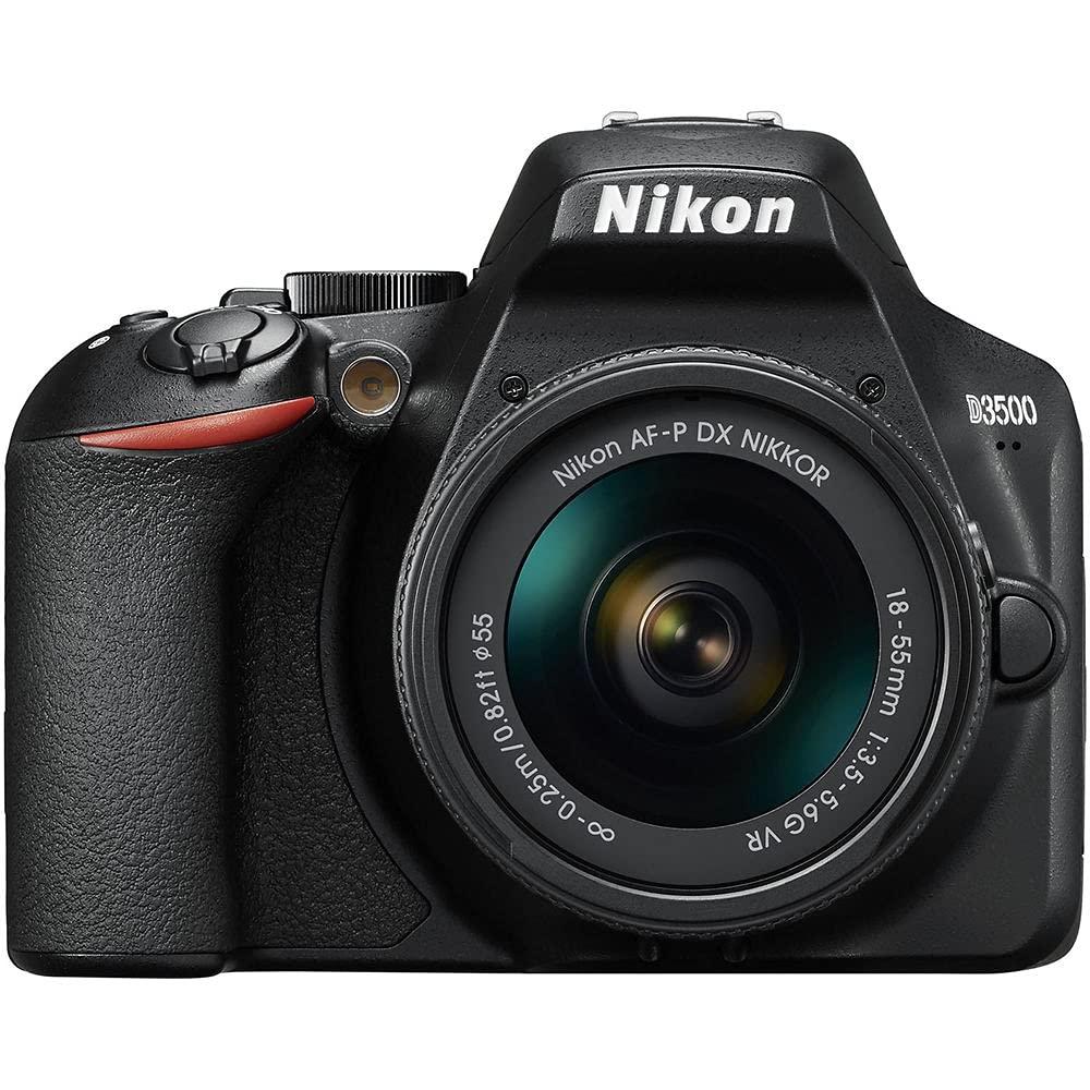 Nikon Nikon D3500 DSLR Camera with 18-55mm Lens (1590) + 64GB Card + 2 x EN-EL14a Battery + Corel Photo Software + Case + 3 Piece Filter Kit + Telephoto Lens + Color Filter Kit + More (Renewed)