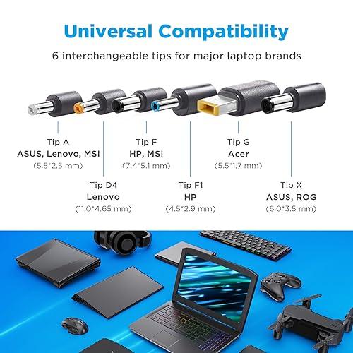 Innergie Innergie T18 (180G) 180W 150W Universal Gaming Laptop Charger Power Adapter for Acer ASUS ROG HP Lenovo MSI 100-240V AC Input 19.5V 9.23A DC Output Power Supply Made by Delta Electronics