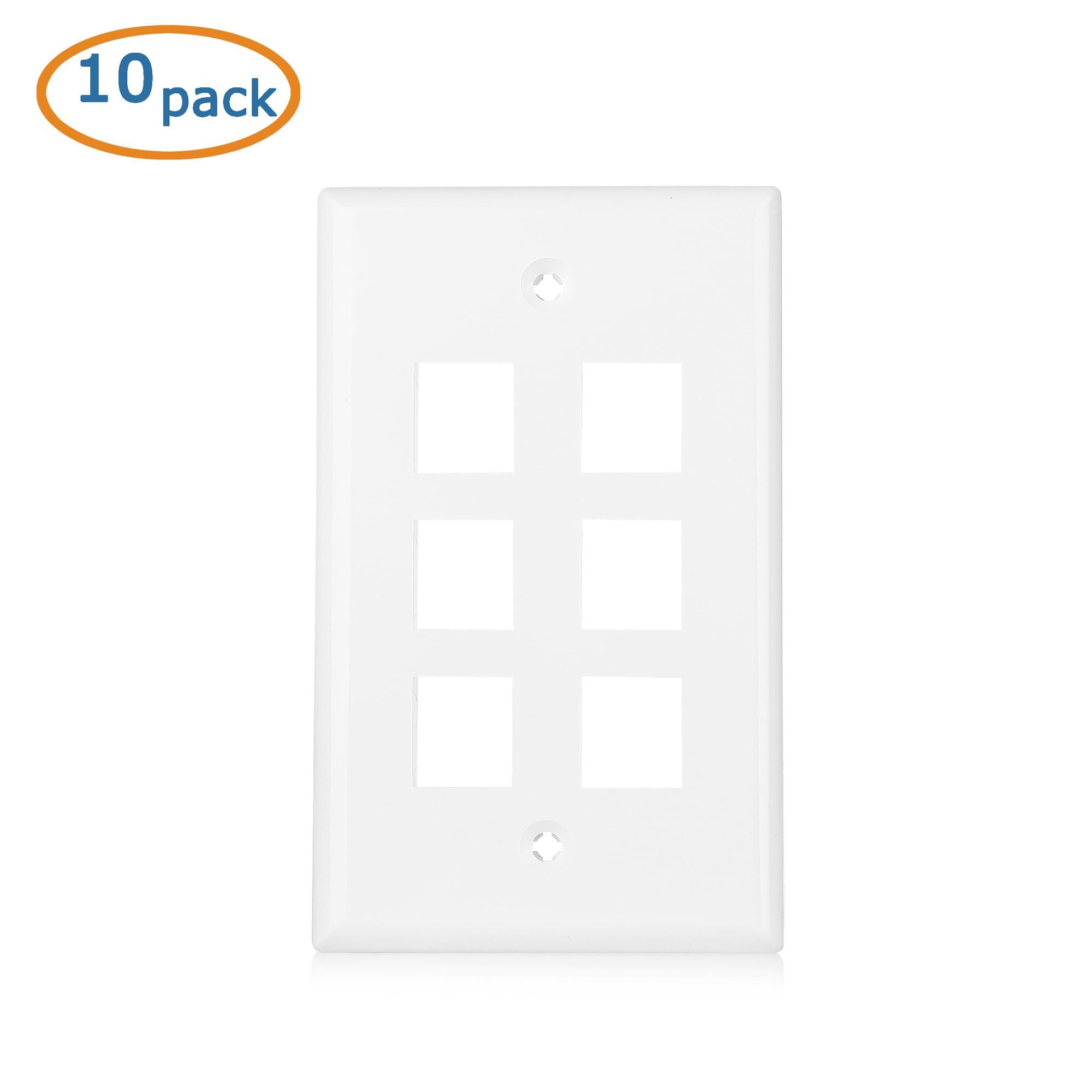 Cable Matters Cable Matters 10-Pack Low Profile 6-Port Keystone Jack Wall Plate, RJ45 Wall Plate for Keystone Jacks in White
