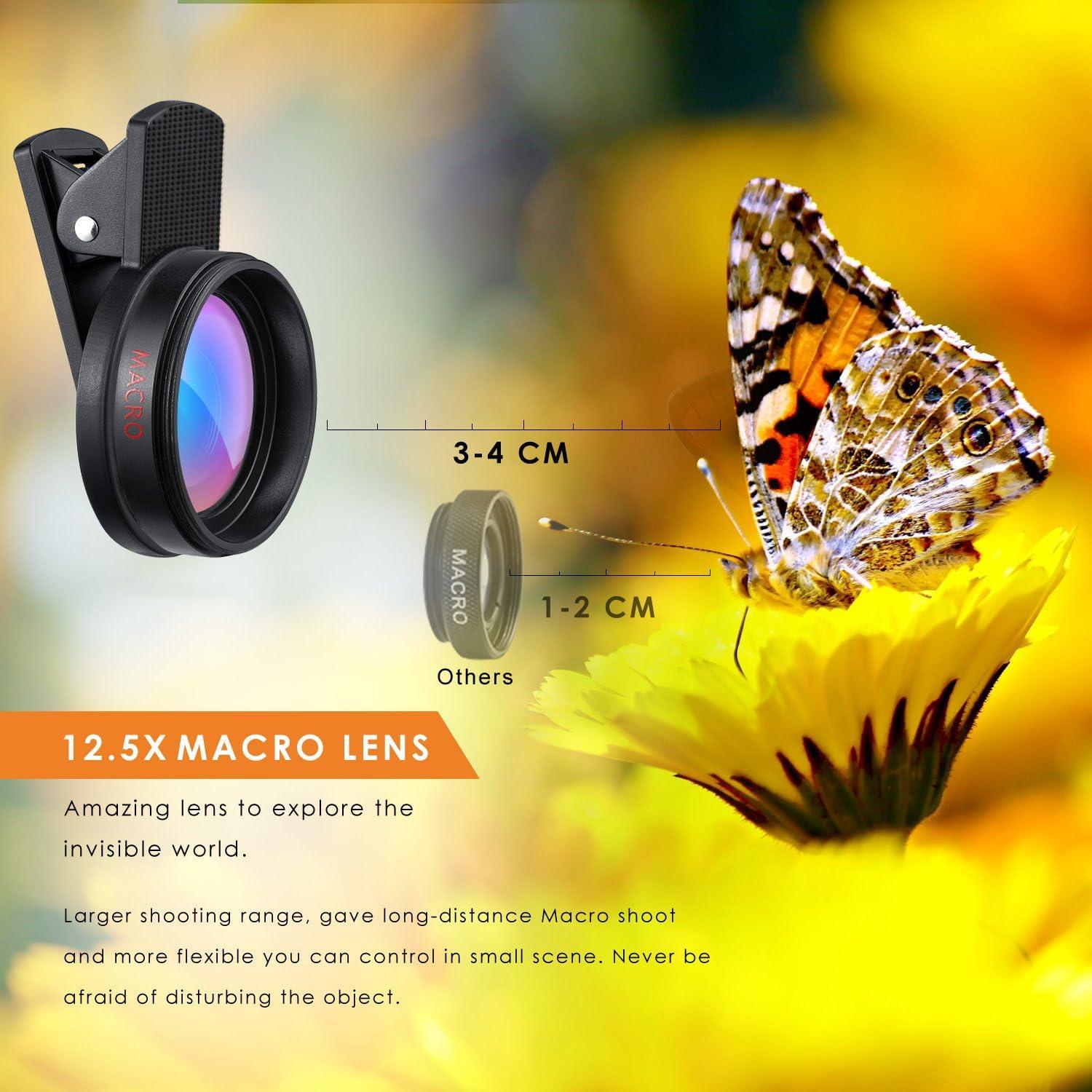 Criacr Criacr Phone Camera Lens, 0.45X Super Wide Angle Lens, 15X Macro Lens, Clip-On 2 in 1 Professional for iPhone Lens Kit for TIK Tok, Vlog, Yotube, Compatible with iPhone, Samsung, Google Pixel