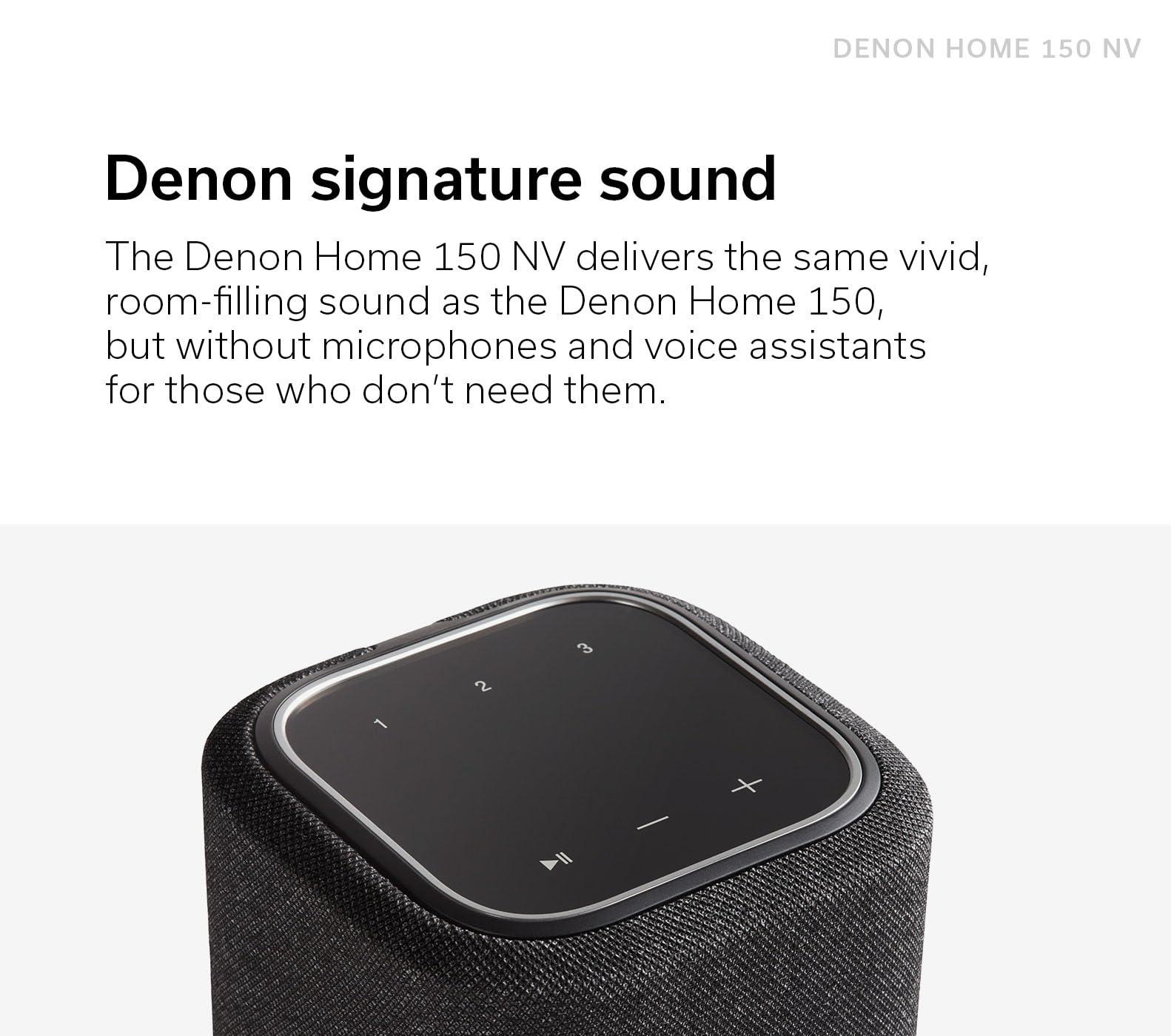 Denon Denon Home 150 NV Wireless Speaker (2024 Model), Home Speaker with HEOS Built-in, AirPlay 2 & Bluetooth, Multi-Room Streaming, Simple Setup, Compact Design, Black (Renewed)