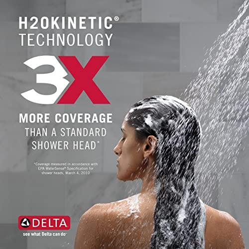 DELTA FAUCET Delta Faucet 5-Spray H2Okinetic Raincan Shower Head, Black Showerhead, Square Shower Head, Delta Shower Head, Water Saving Shower Head, Matte Black 52664-BL