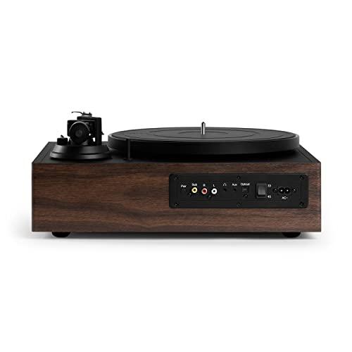 Victrola Victrola V1 Music System with Built-in Record Player, Stereo Soundbar, Powered Wireless 6.5" Subwoofer and Cleaning Kit, Bluetooth Streaming, Supports 33-1/3 and 45 RPM Vinyl Records, (Espresso)