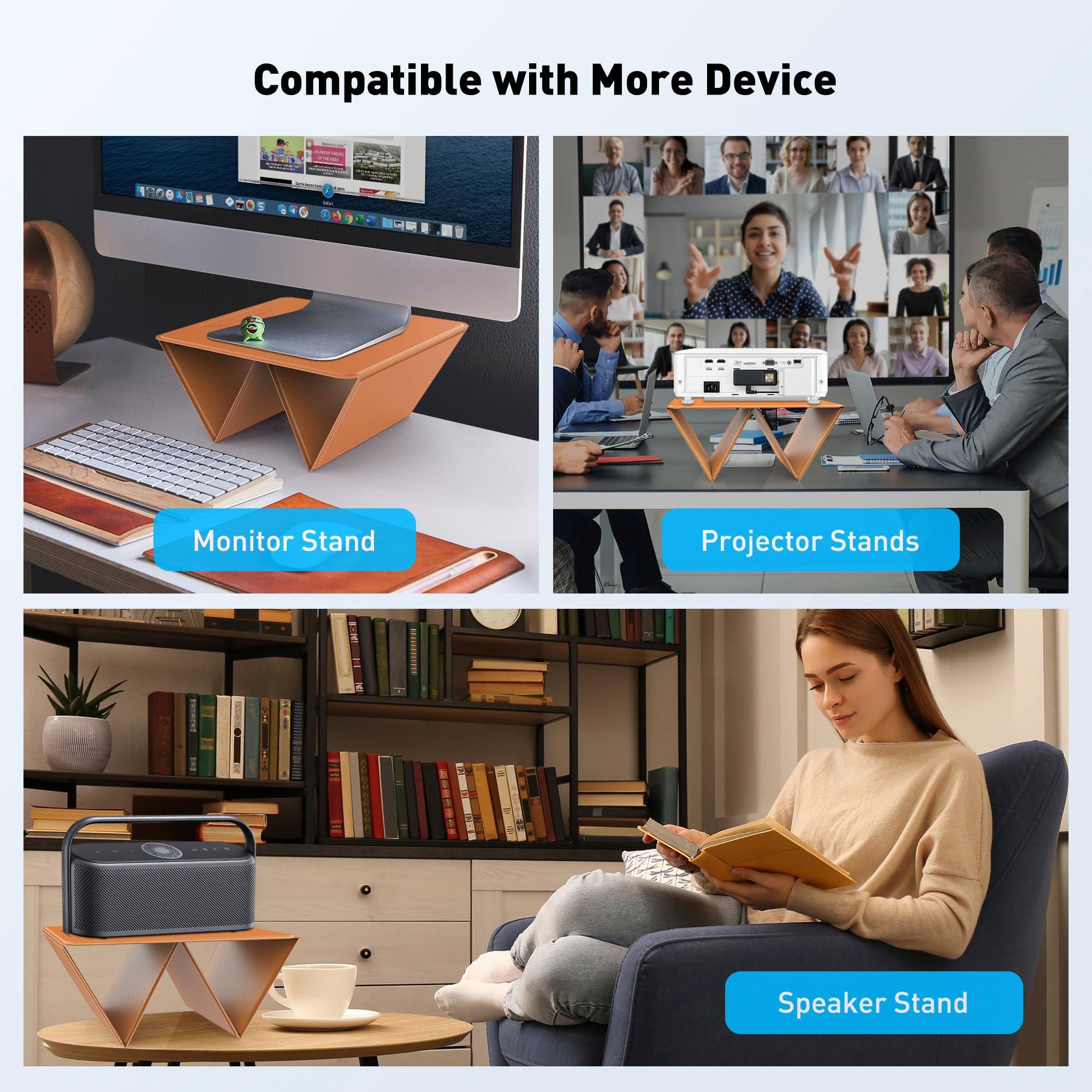 AboveTEK AboveTEK Portable Tablet Stand, 2-in-1 Foldable iPad Stand & Laptop Holder for Desk, Adjustable Travel Stand for 14"~17" MacBook Air/Pro/Tablets/Kindle, Ultra-Sleek PU Leather Computer Riser